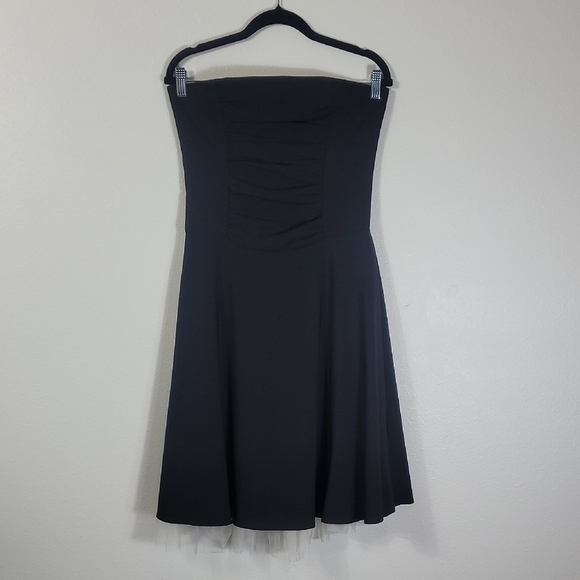 Y2K 90s Ruby Mini Strapless Dress S Black Tulle Whimsigoth Grunge Hoco Cocktail - Picture 1 of 13